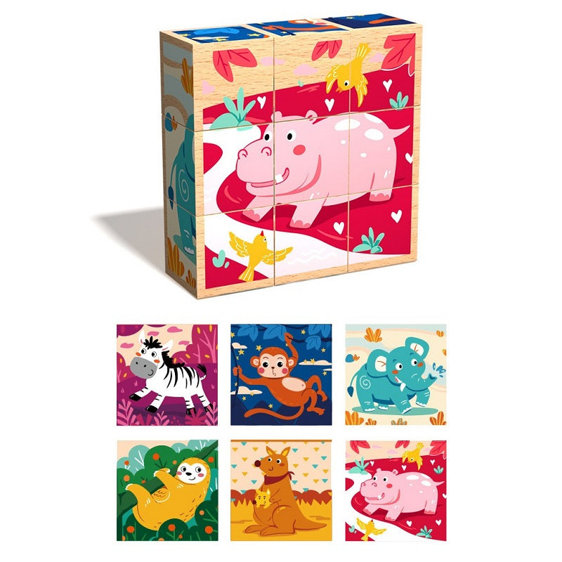 Sh3001 Дървени Кубчета Животни,Превозни Средства - Дървени Играчки - Raya toys - BebeMama