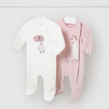 Комплект 2 Пижами Плюш Беб.Розов 1-2