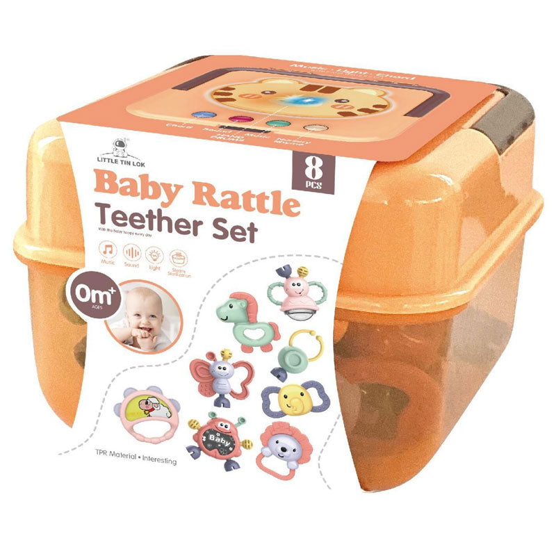 Комплект Дрънкалки В Музикална Кутия Оранжев - Играчки За Бебета - Raya toys - BebeMama