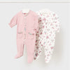 Set de 2 pijamale interlock roz bebeluș 1-2