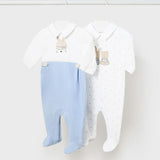 Set de 2 salopete cu mânecă lungă, albastru deschis, mărimea 2-4