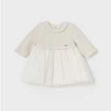 Rochie Tricotată Combinată Alb-Griș 6-9