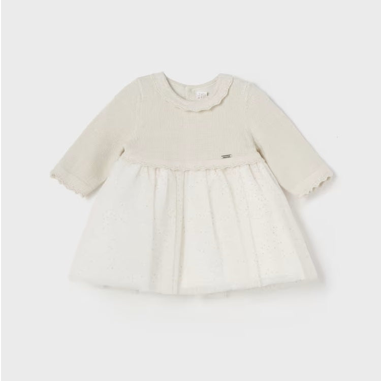 Рокля Комбинирана Трикотаж Мръсно Бял 6-9