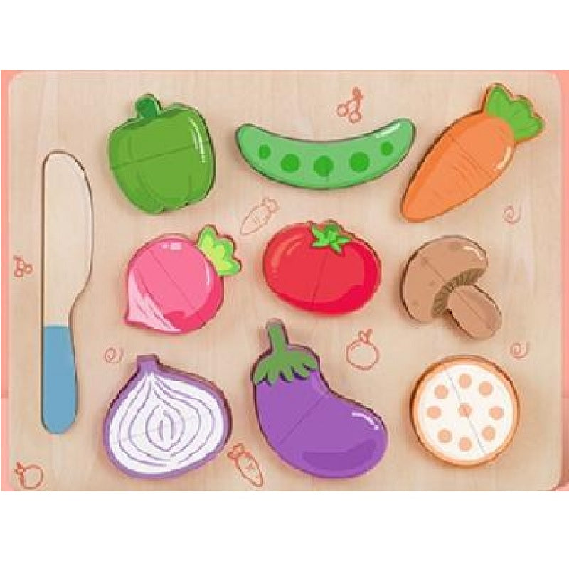 Sh30175 Дървен Пъзел Зеленчуци За Рязане - Дървени Играчки - Raya toys - BebeMama