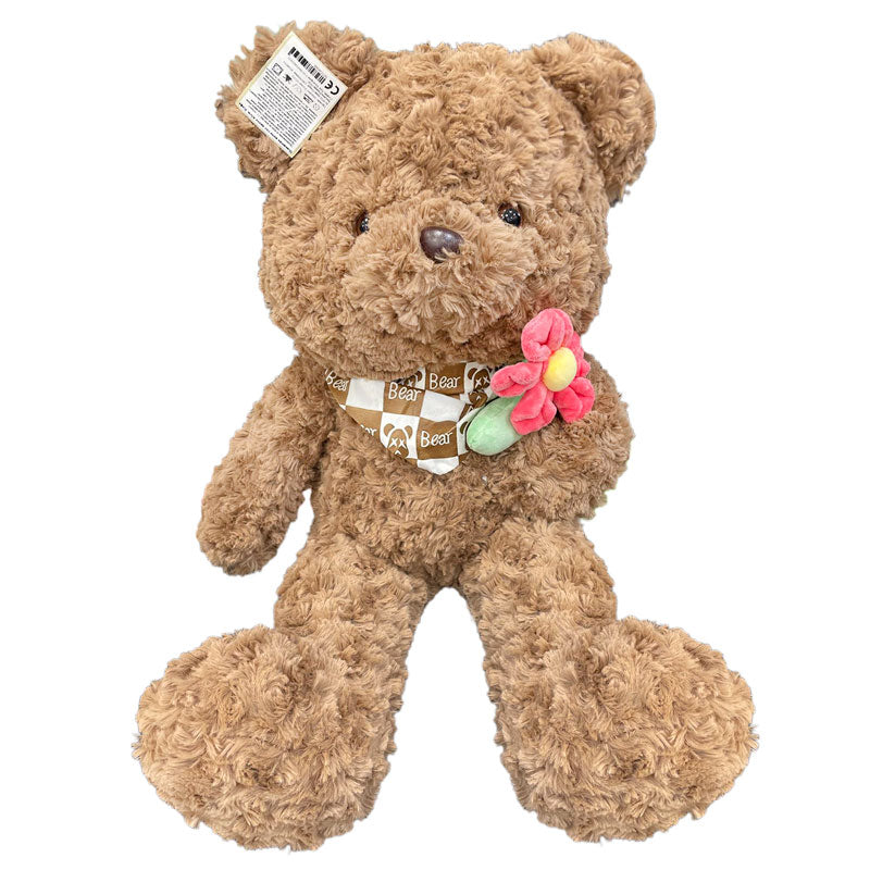 Плюшено Мече Със Цвете 65См. Кафяв