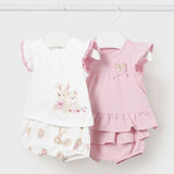 Комплект Трикот.4 Части Къс Беб.Розов 4-6