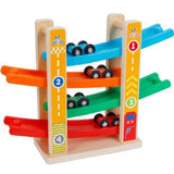 Bl-19502 Дървена Писта С 4 Коли - Дървени Играчки - Raya toys - BebeMama