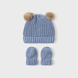 Set tricotaje cu pălărie și mănuși, albastru, 12M
