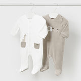 Set de 2 salopete de pluș Walnut 1-2