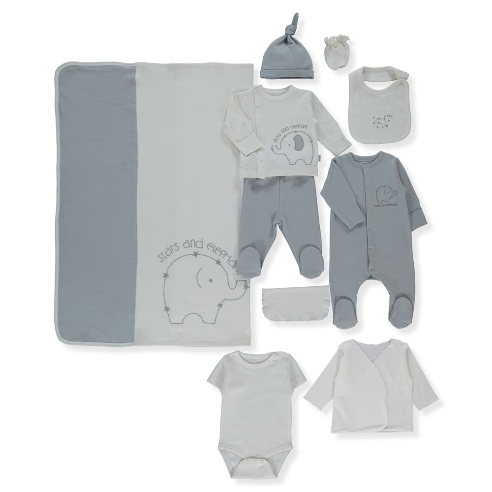 Z952 К-Кт 10Ч. Сив Stars And Elephants 1-3M/62Cm