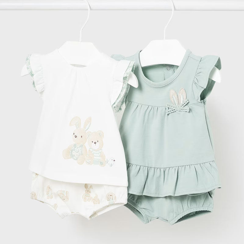 Set 4 piese scurte din jerseu verde 12M