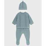 Set de salopetă și căciulă tricotată albă 0-1