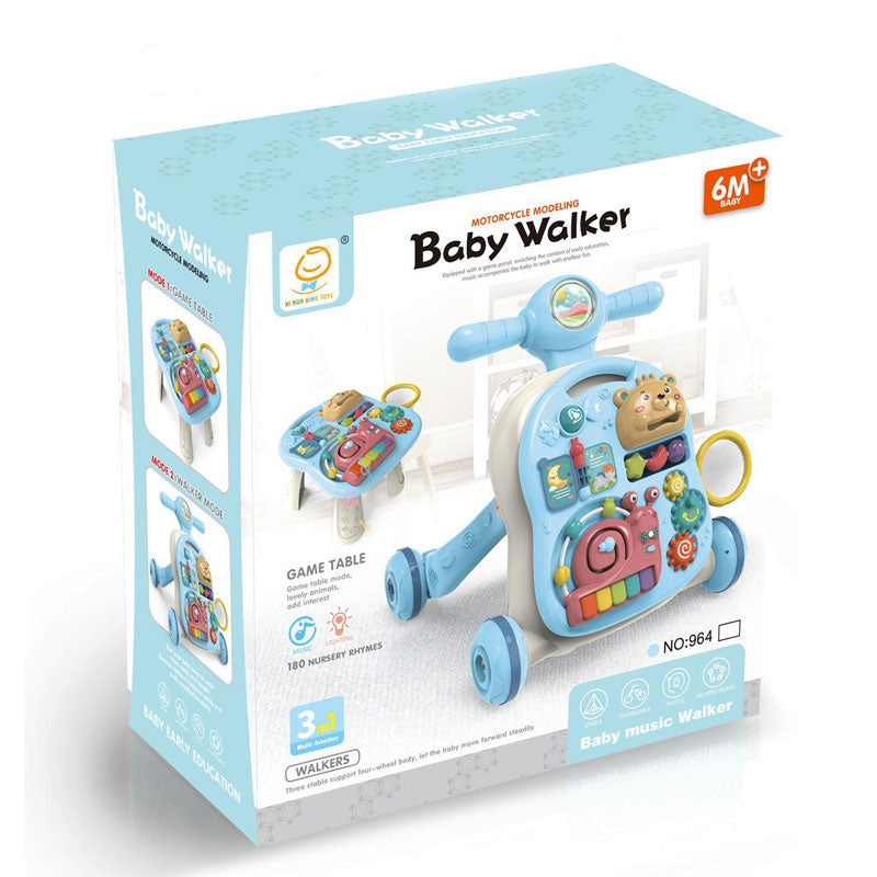 Бебешка Проходилка 3В1 Син - Проходилки И Уокъри - Raya toys - BebeMama