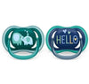 Philips Avent Залъгалки - Ultra Air + Стерил. Кутия (18+М) Слонове/Hello - Син --- BebeMama