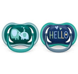 Philips Avent Залъгалки - Ultra Air + Стерил. Кутия (18+М) Слонове/Hello - Син --- BebeMama