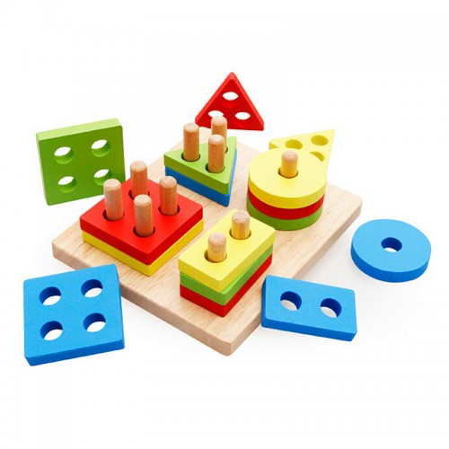 Дървена Играчка За Нанизване На Геометрични Форми
