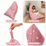 Детски Пуф Лежанка Little Stars, 100% Памук, Розов Барбарон Със Звезди, 127x81x76 См Ginger Home