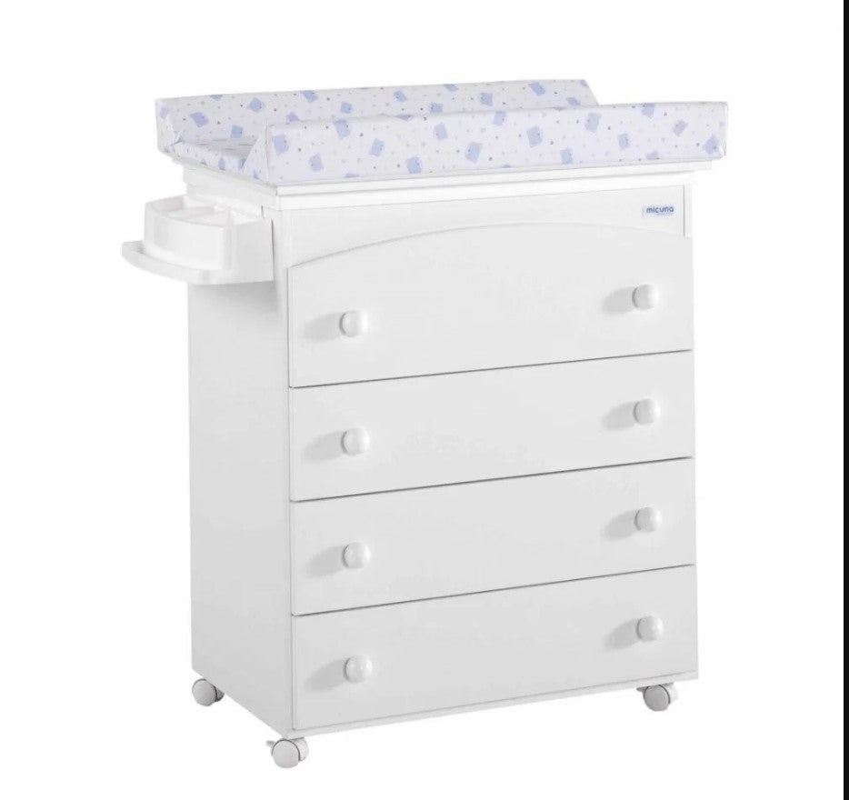 Скрин С Вана За Къпане И Повивалник B970 Бял Син Bears - Скринове И Шкафове - Micuna - BebeMama