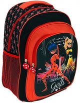 Rucsac Miraculous 37X28X15 cu bretele reglabile și 2 buzunare laterale, cu 2 compartimente mari și 1 compartiment mic, cu deschidere cu fermoar