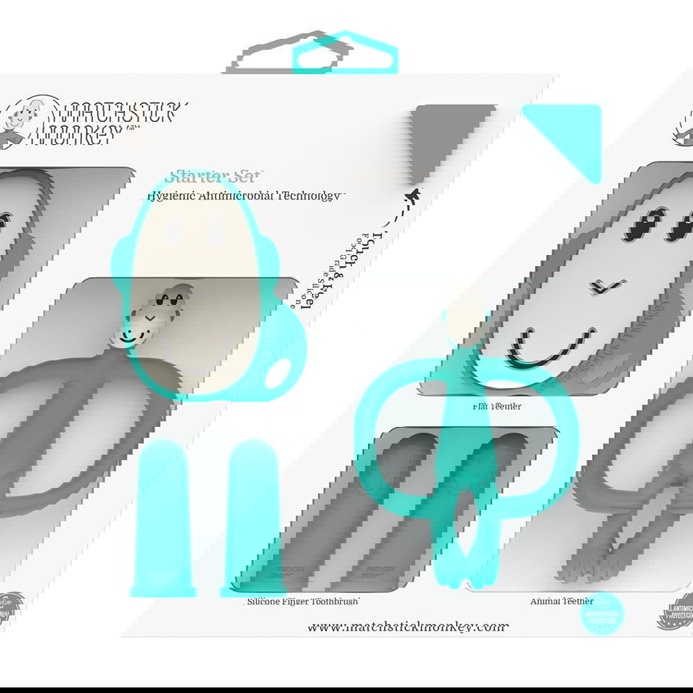Matchstick Monkey Teething Starter Set Комплект Силиконови Чесалки С Антимикробна Технология - Зелен --- BebeMama