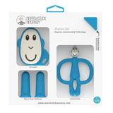 Matchstick Monkey Teething Starter Set Комплект Силиконови Чесалки С Антимикробна Технология - Син --- BebeMama