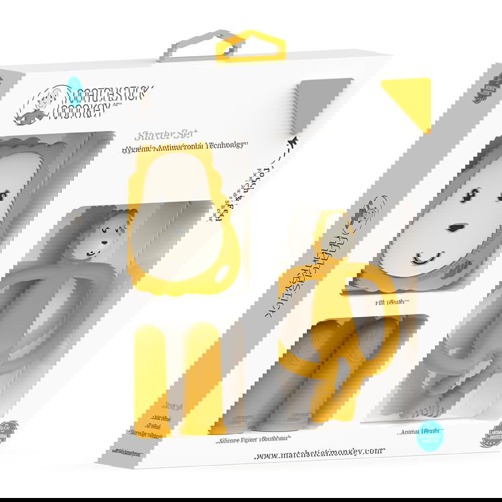 Matchstick Monkey Teething Starter Set Комплект Силиконови Чесалки С Антимикробна Технология - Ludo Lion --- BebeMama