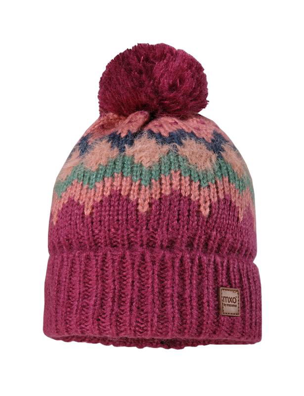 Maximo Зимна Шапка Тъмно Розова С Ромбове --- BebeMama