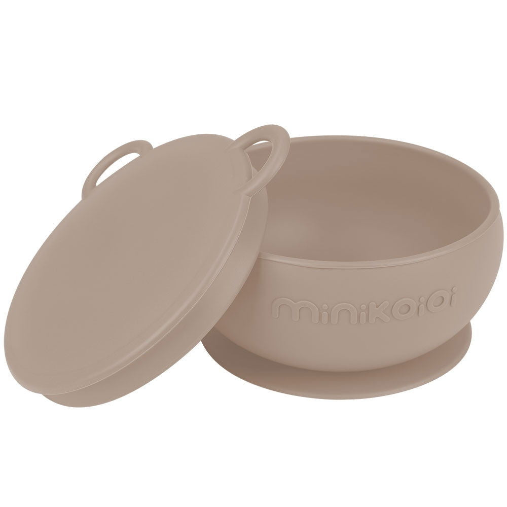 Minikoioi Bowly Силиконова Купа С Вакуум И Капак - Bubble Beige --- BebeMama