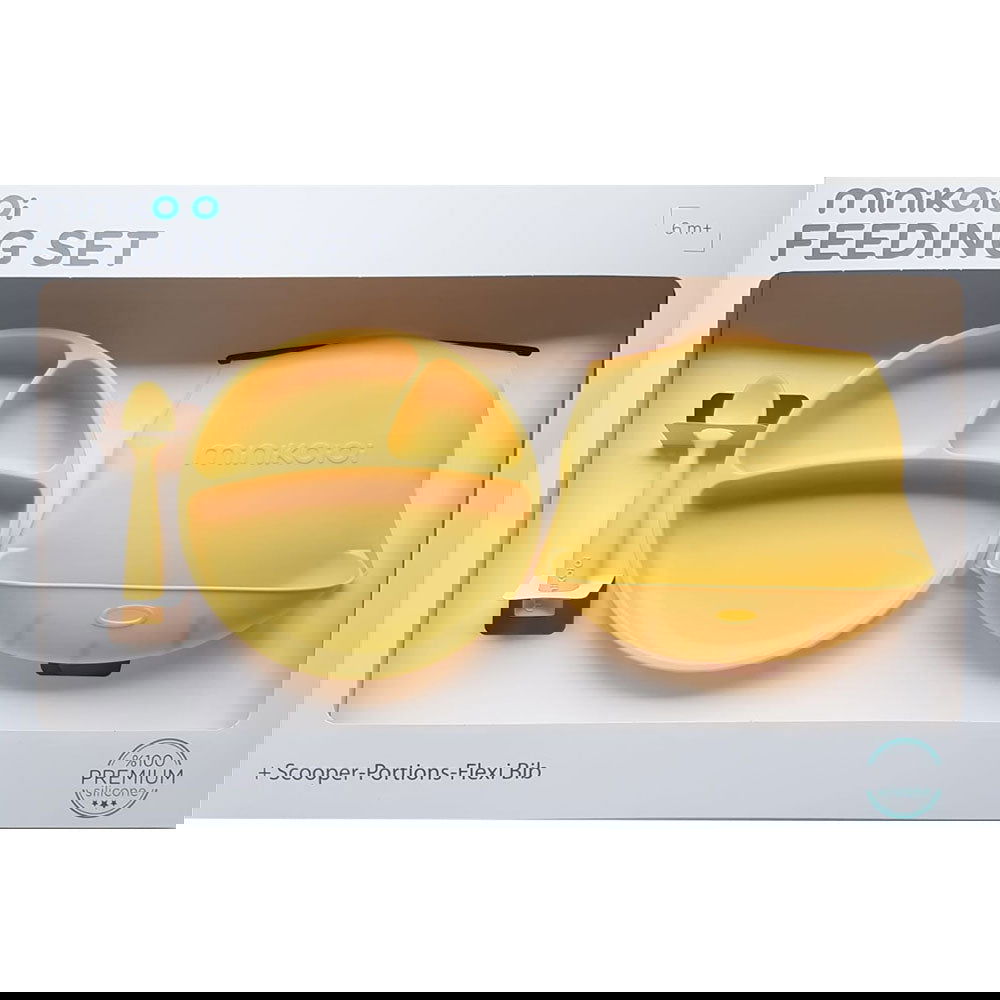 Minikoioi Feeding Set Комплект За Хранене - 100% Силикон - 6 М+ Жълт --- BebeMama