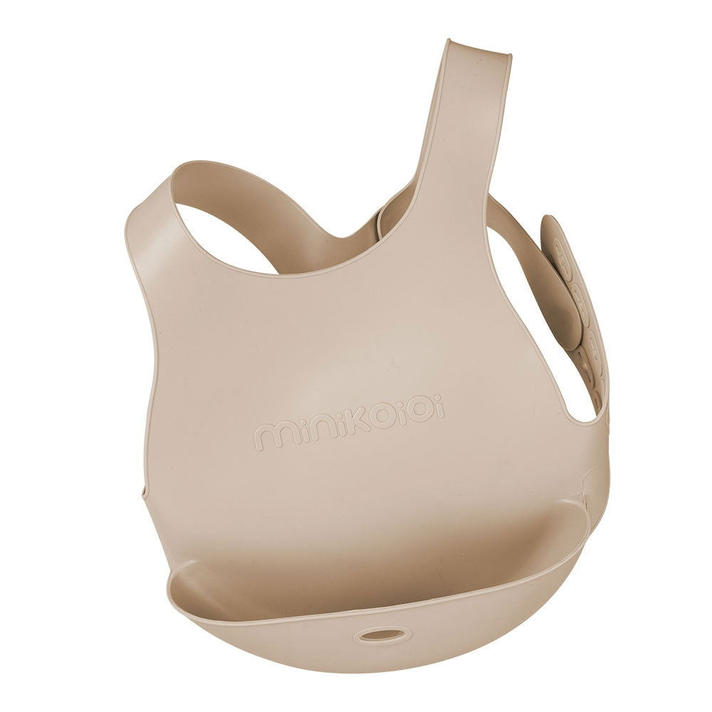 Minikoioi Flexi Bib Силиконов Лигавник С Джоб - Bubble Beige --- BebeMama