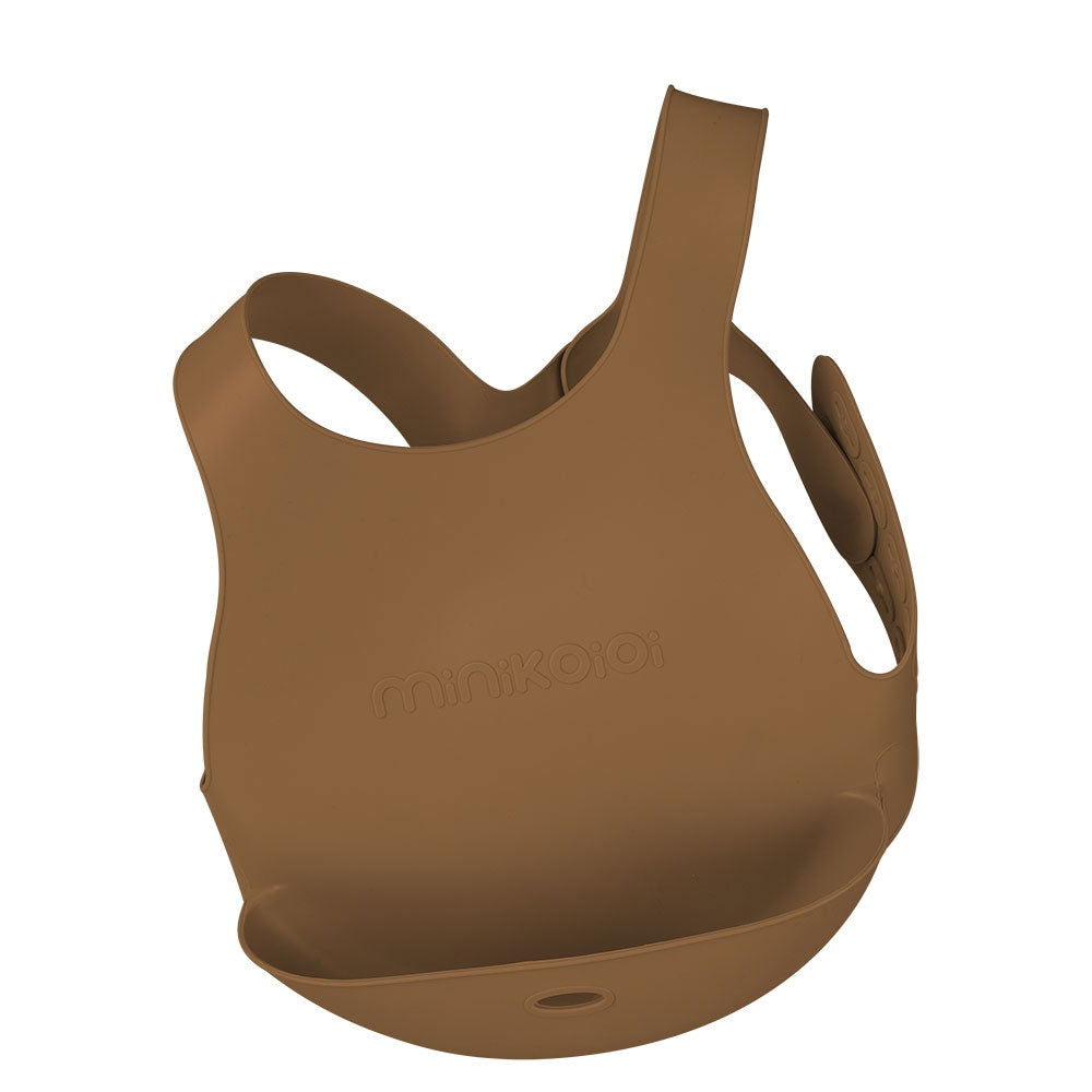Minikoioi Flexi Bib Силиконов Лигавник С Джоб - Woody Brown --- BebeMama