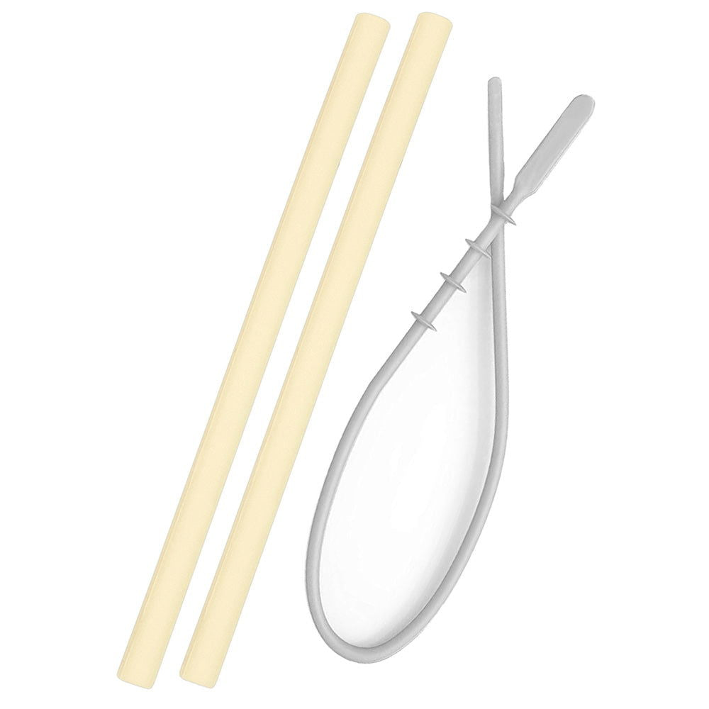 Minikoioi Flexi Straws Силиконови Сламки 2 Бр. - Жълт И Четка --- BebeMama