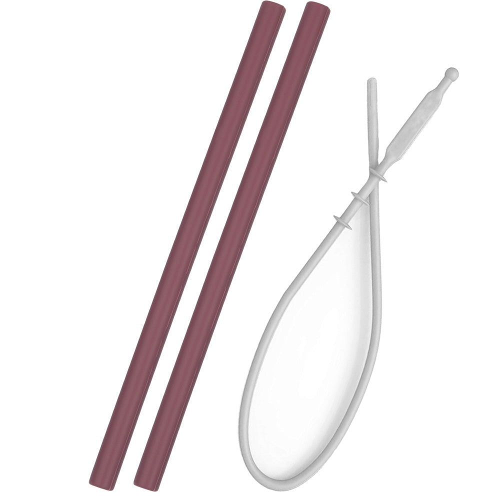 Minikoioi Flexi Straws Силиконови Сламки 2 Бр. - Rose И Четка --- BebeMama
