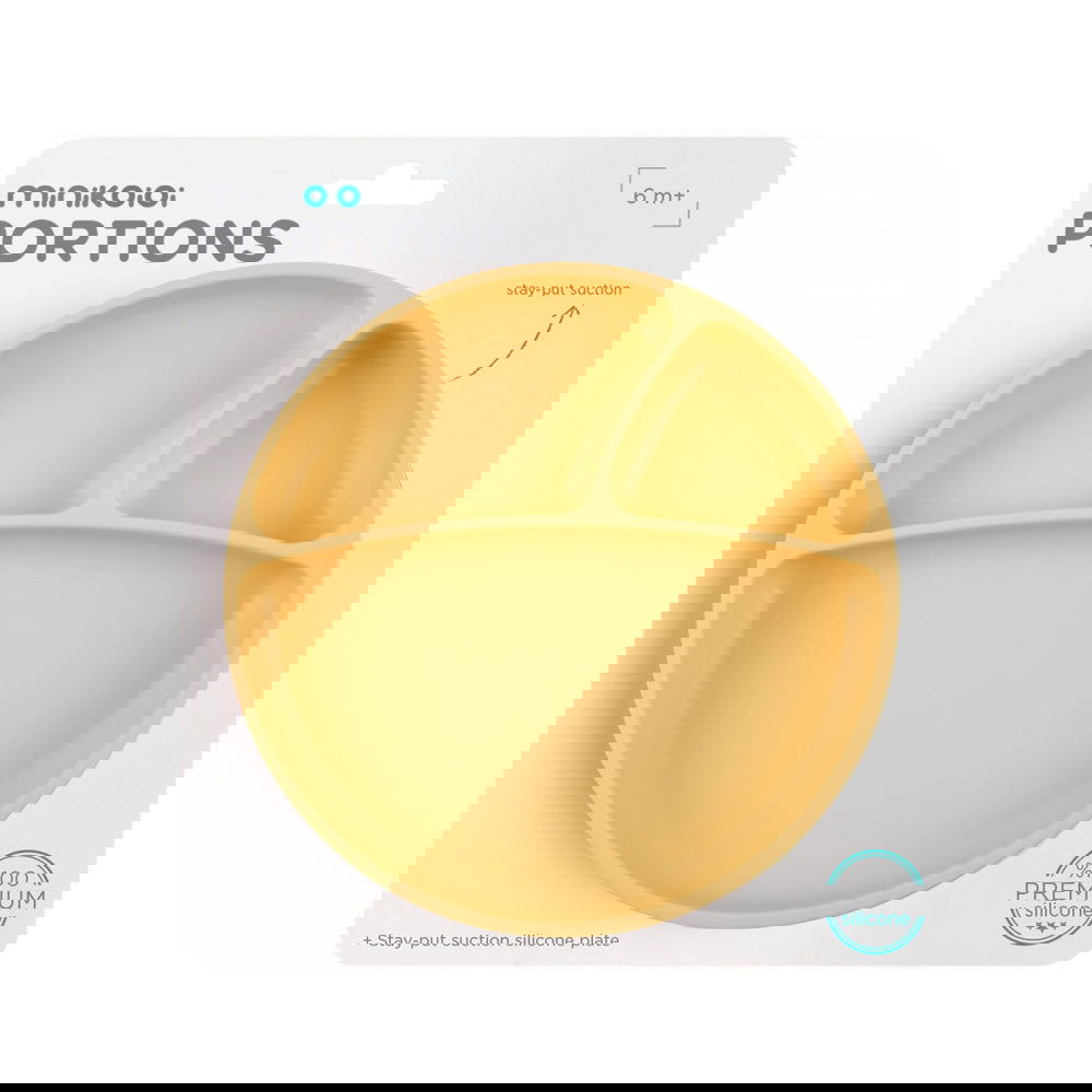 Minikoioi Portions Силиконова Чиния С Вакуум - Жълт --- BebeMama
