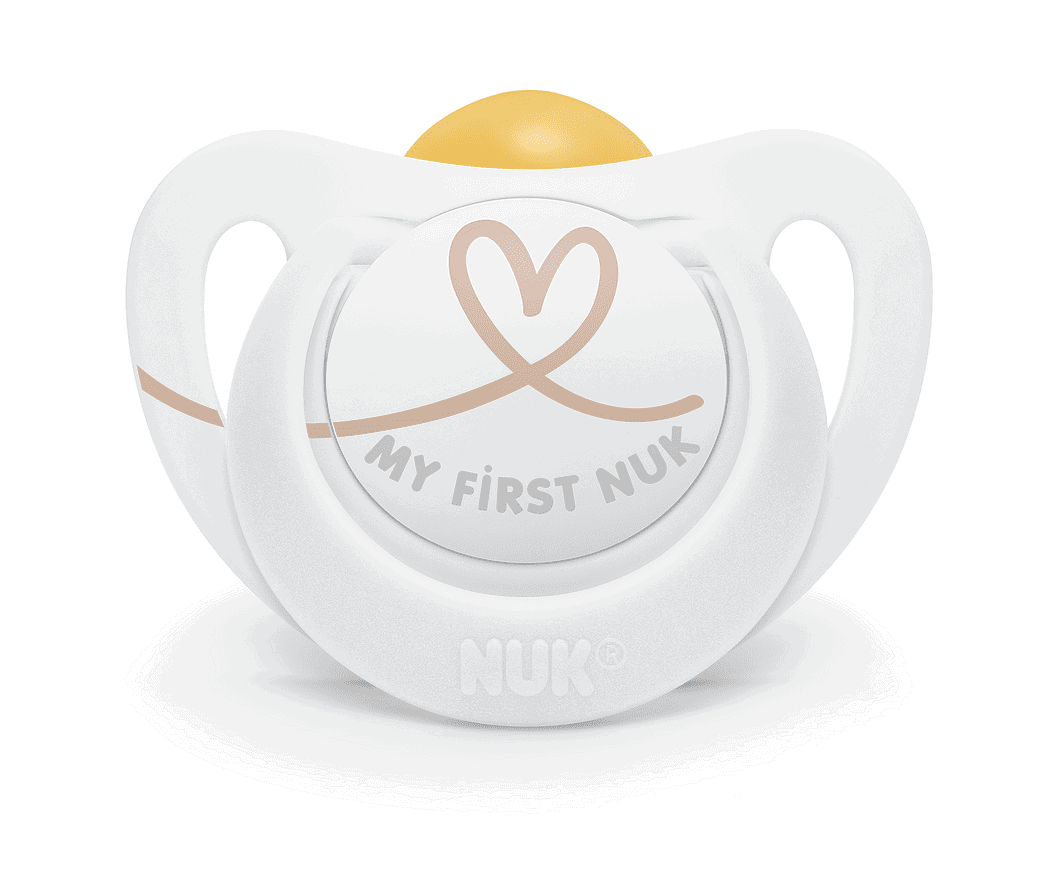 Nuk Биберон Залъгалка Каучук 0-6Мес. 1Бр. Star + Box - Бяло Със Сърце --- BebeMama