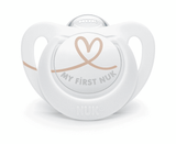 Nuk Биберон Залъгалка Силикон 0-6Мес. 1Бр. Star + Box - Бяло Със Сърце --- BebeMama