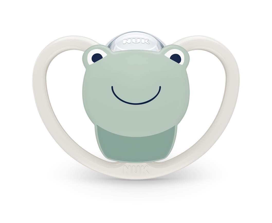 Nuk Биберон Залъгалка Силикон 0-6 Мес. 1Бр Space + Box- Жаба --- BebeMama