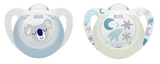 Nuk Биберон Залъгалка Силикон 0-6Мес. 2Бр Star Night&Day Светеща - Момче --- BebeMama