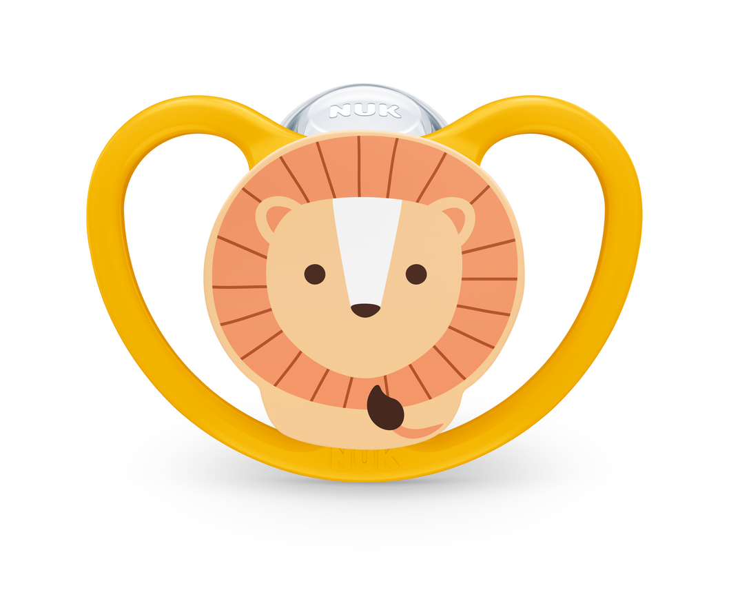 Nuk Биберон Залъгалка Силикон 18-36 Мес. 1Бр Space + Box - Лъв --- BebeMama