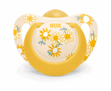 Nuk Биберон Залъгалка Каучук 6-18Мес. 1Бр. Star + Box - Жълта С Цветя --- BebeMama