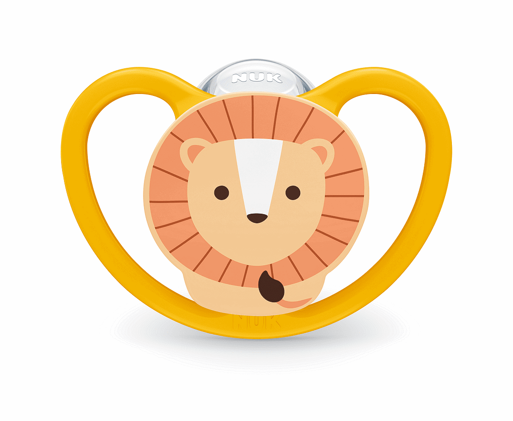 Nuk Биберон Залъгалка Силикон 6-18 Мес. 1Бр Space + Box - Лъв --- BebeMama