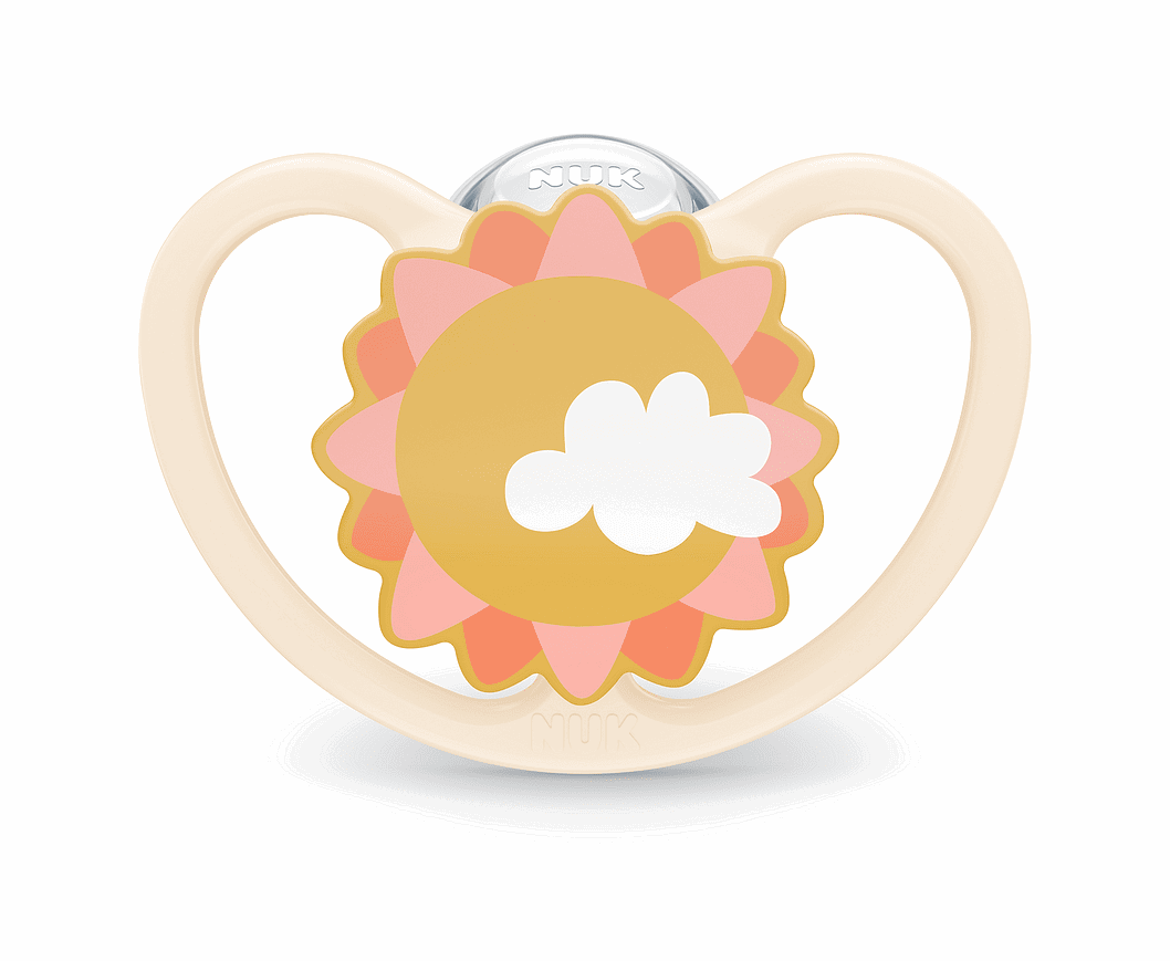 Nuk Биберон Залъгалка Силикон 6-18 Мес. 1Бр Space + Box - Слънце --- BebeMama