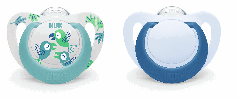Nuk Биберон Залъгалка Силикон 6-18 Мес. 2Бр. Star - Момче --- BebeMama