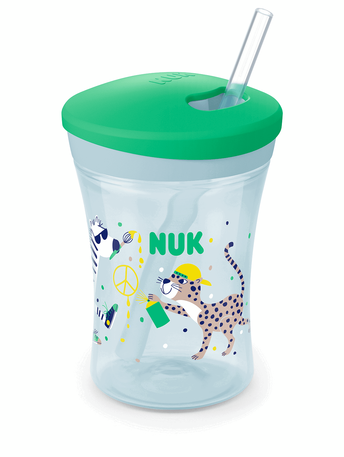 Nuk Evolution Action Cup Чаша 230Мл. Със Сламка 12+ Мес. Зелена --- BebeMama