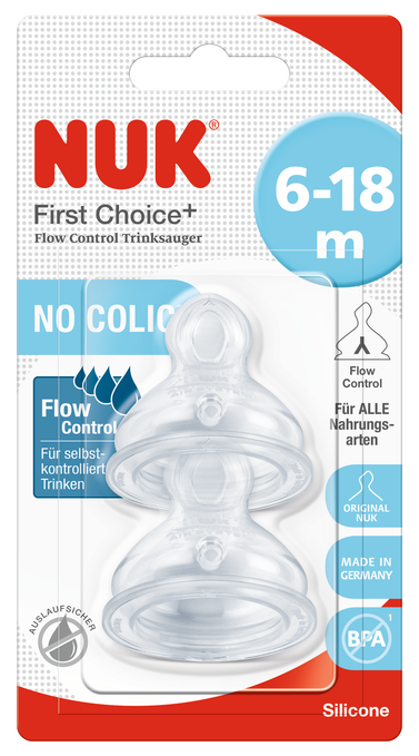 Nuk First Choice+ Биберон Храна Силикон 2 Бр. 6-18Мес. Flow Control --- BebeMama