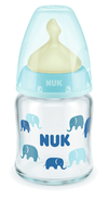 Nuk First Choice Стъклено Шише Temperature Control 120Мл. С Каучуков Биберон За Хранене 0-6Мес. - Син --- BebeMama