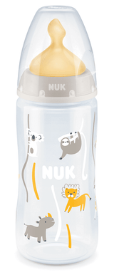 Nuk First Choice Рр Шише Temperature Control 300Мл Каучук Микс - Бежов Животни --- BebeMama