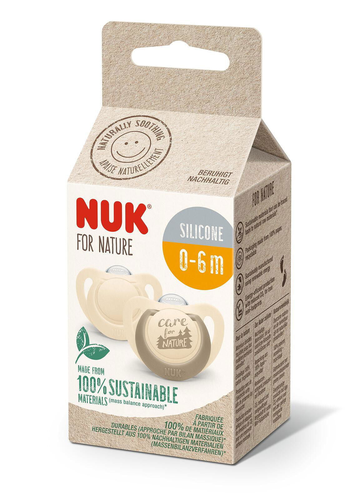Nuk For Nature Биберон Залъгалка Силикон 0-6 Мес. 2Бр. Крем --- BebeMama