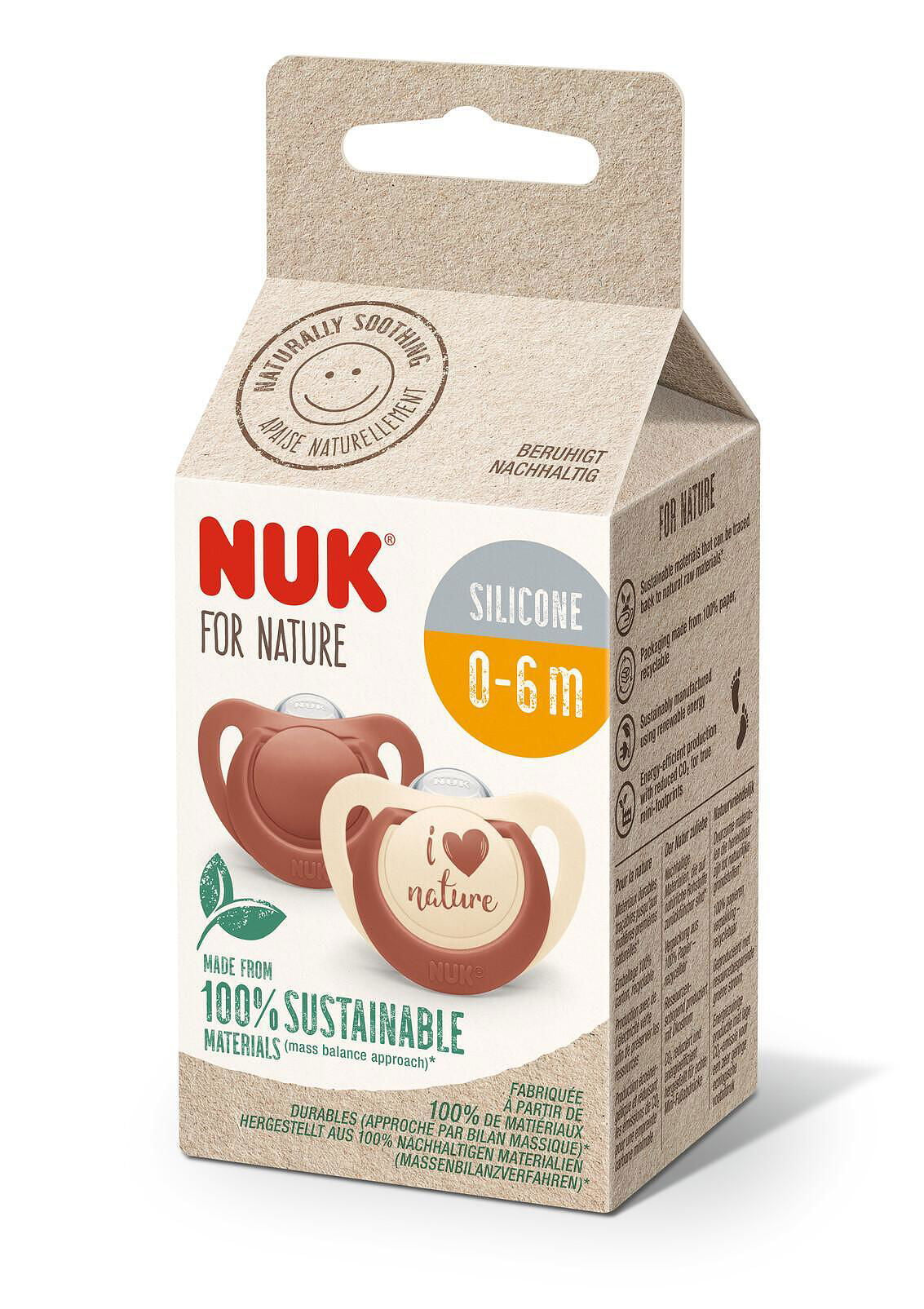 Nuk For Nature Биберон Залъгалка Силикон 0-6 Мес. 2Бр. Червена --- BebeMama