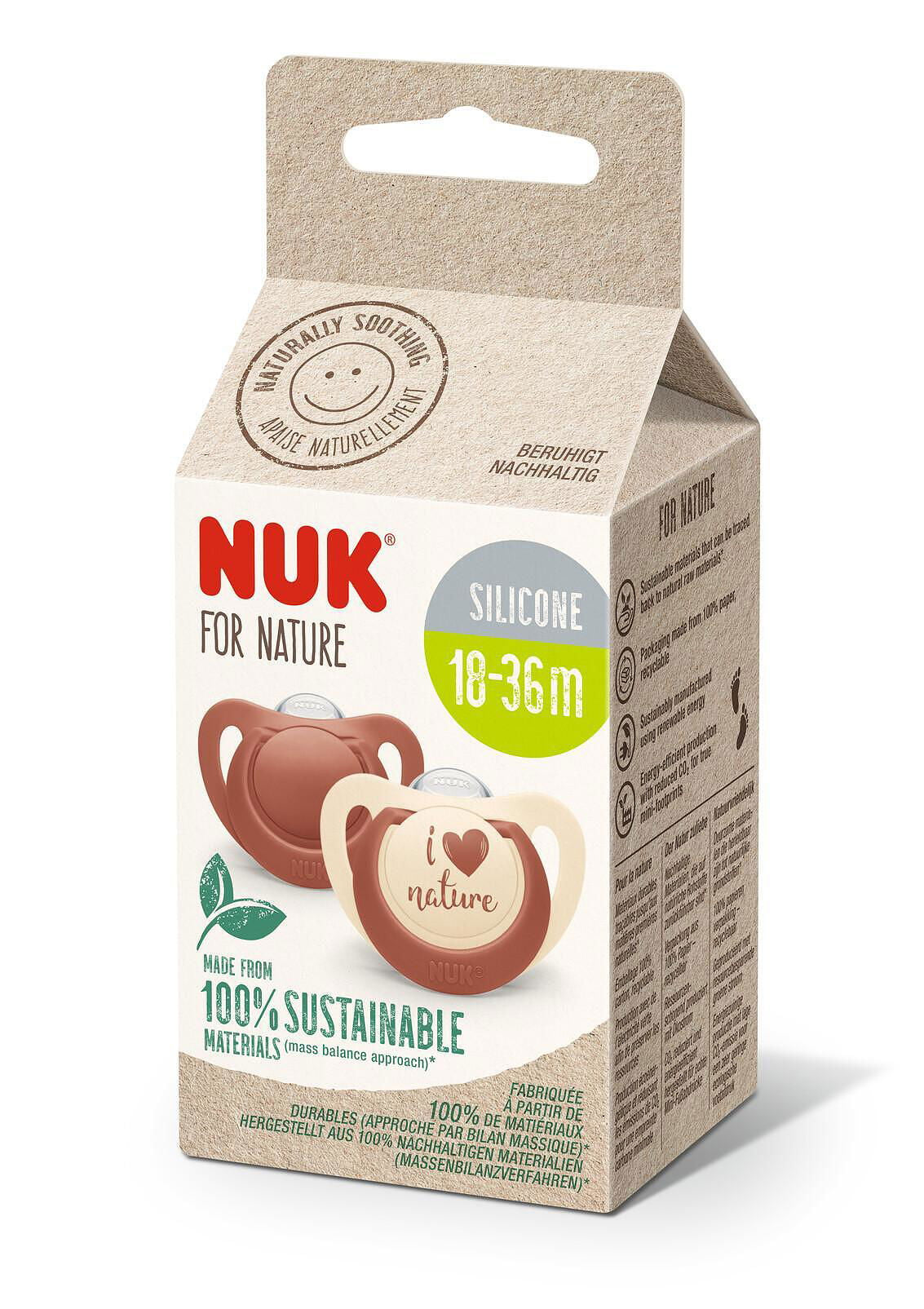 Nuk For Nature Биберон Залъгалка Силикон 18-36 Мес. 2Бр. Червен --- BebeMama